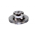 1964-73 CHROME ENGINE PULLEY - SMOG, WP, 5-7/8", 3 GROOVE